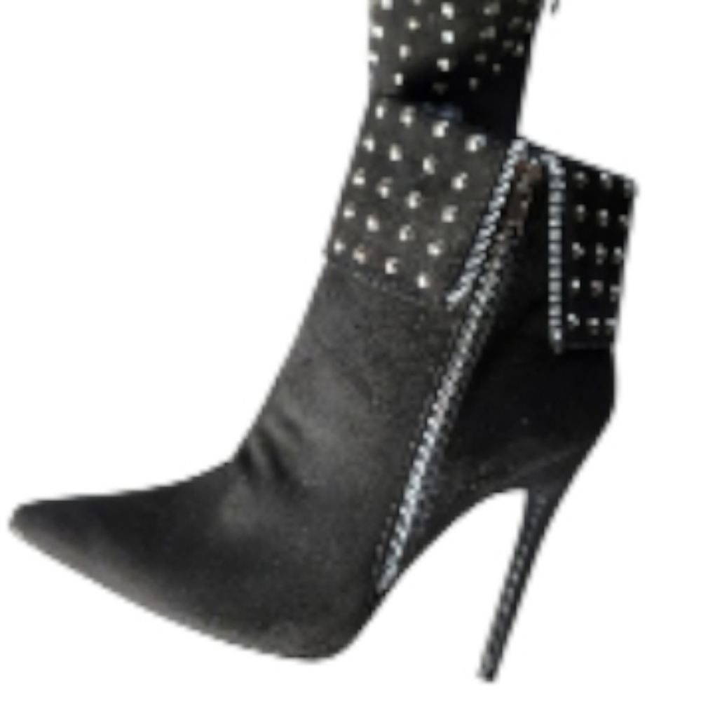 Style‎ Shoes studded faux suede stiletto ankle bootie